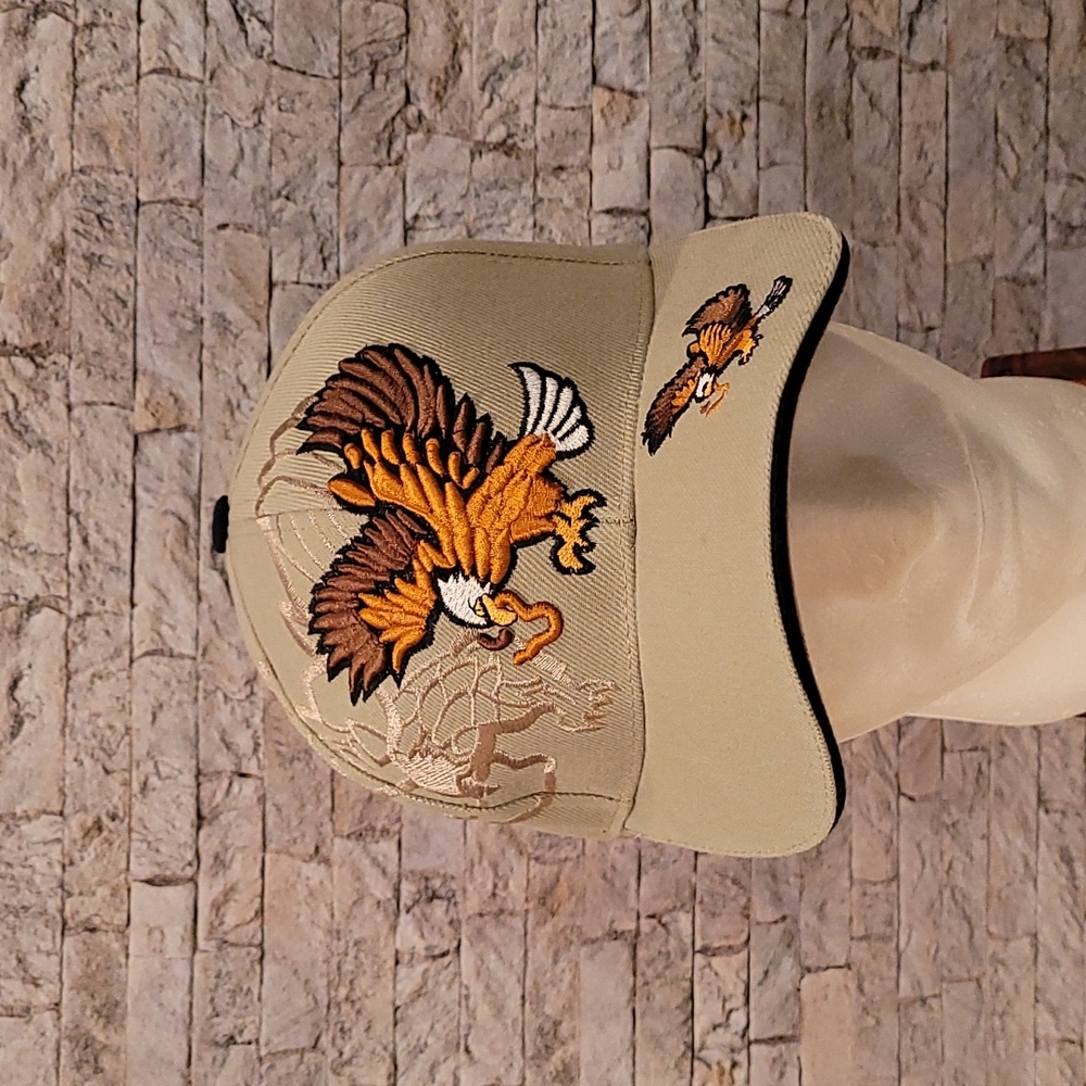 Embroidered Eagle Khaki Hat Head Wear By Sara